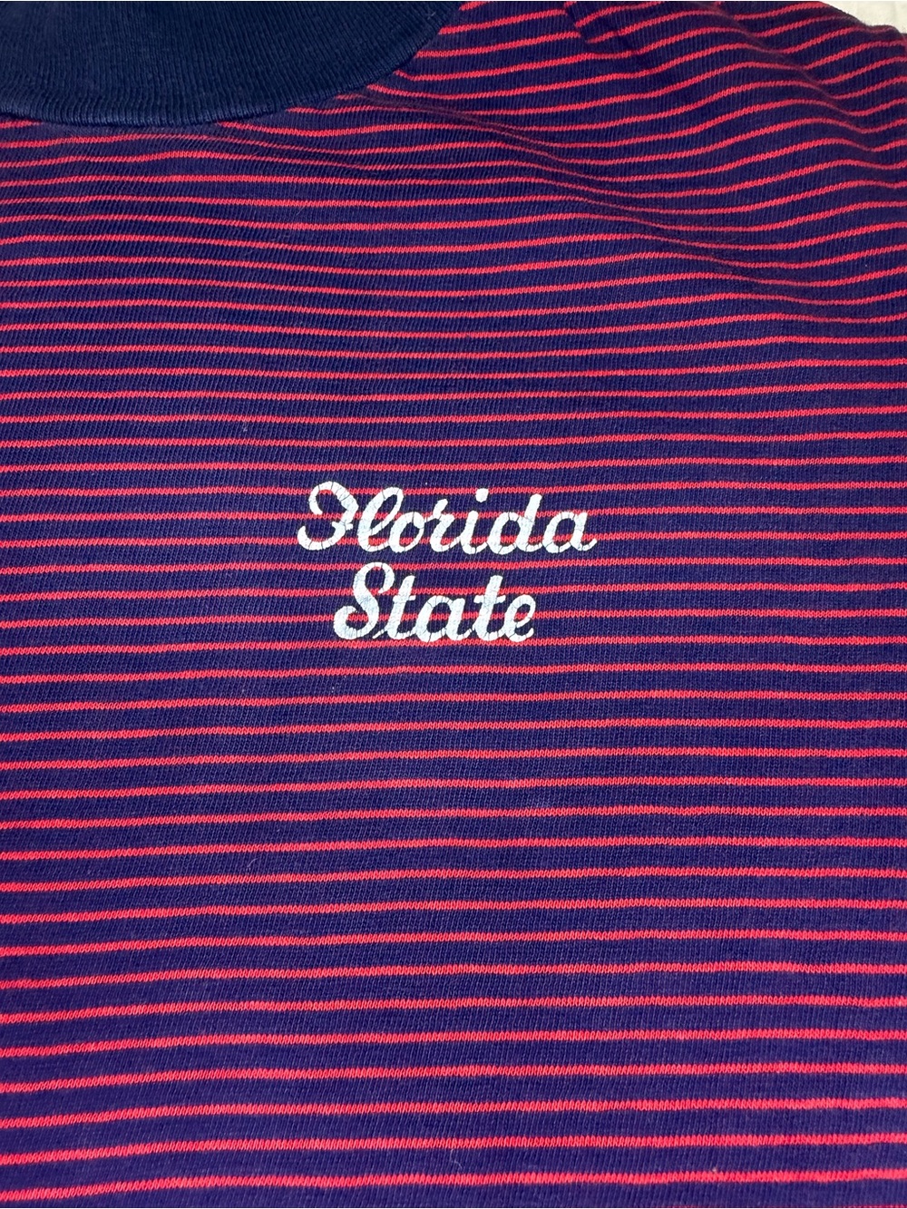 VTG 70s Champion Florida State Single Stitch Blue Bar Striped T Shirt USA MED - Picture 3 of 12